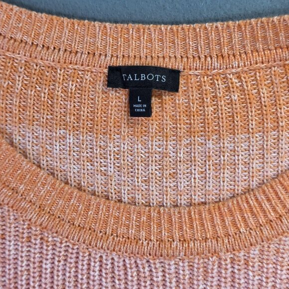 Talbots Sweater Womens Large Pink Orange Ombre Stripe Knit Pima Cotton Colorful - Picture 4 of 10